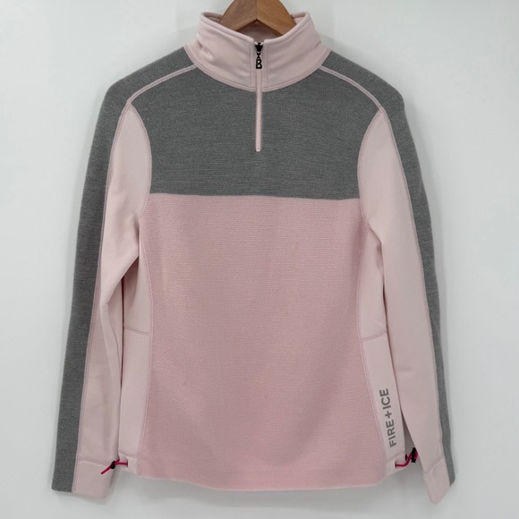 Bogner Sweaters - Bogner Fire + Ice Women's Wool Blend 1/4 Zip Pullover Pink Gray Women Medium